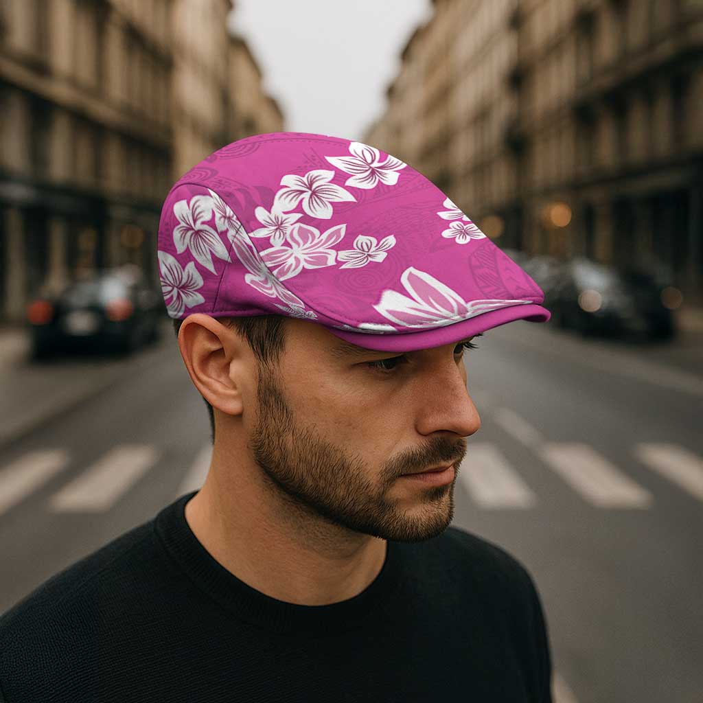 Hawaii Monstera Deliciosa Jeff Hat Pink Plumeria Polynesian Pattern - Polynesian Pride