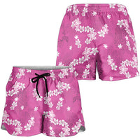 Hawaii Monstera Deliciosa Shorts for Women Pink Plumeria Polynesian Pattern LT05 - Polynesian Pride