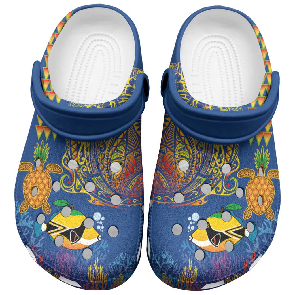 Hawaii Ocean Clogs Shoes Pineapple Turtle and Mango Reef Triggerfish and Kakau Tattoo LT03 Multicolor - Polynesian Pride