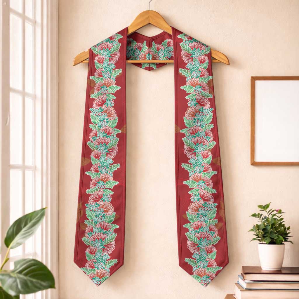 Hawaii Ohia Lehua Graduation Stole Tropical Vibes Crimson LT05 One Size Crimson - Polynesian Pride