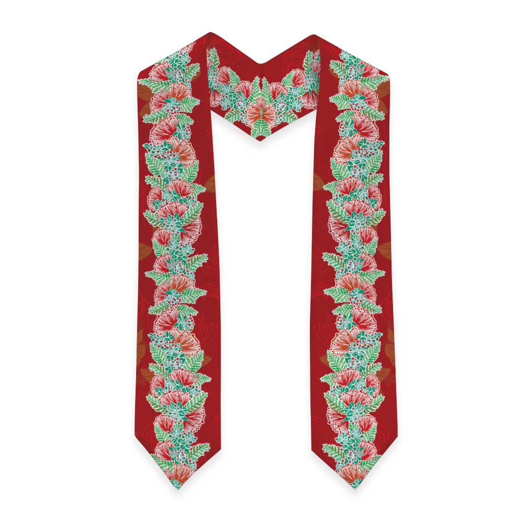 Hawaii Ohia Lehua Graduation Stole Tropical Vibes Crimson LT05 - Polynesian Pride