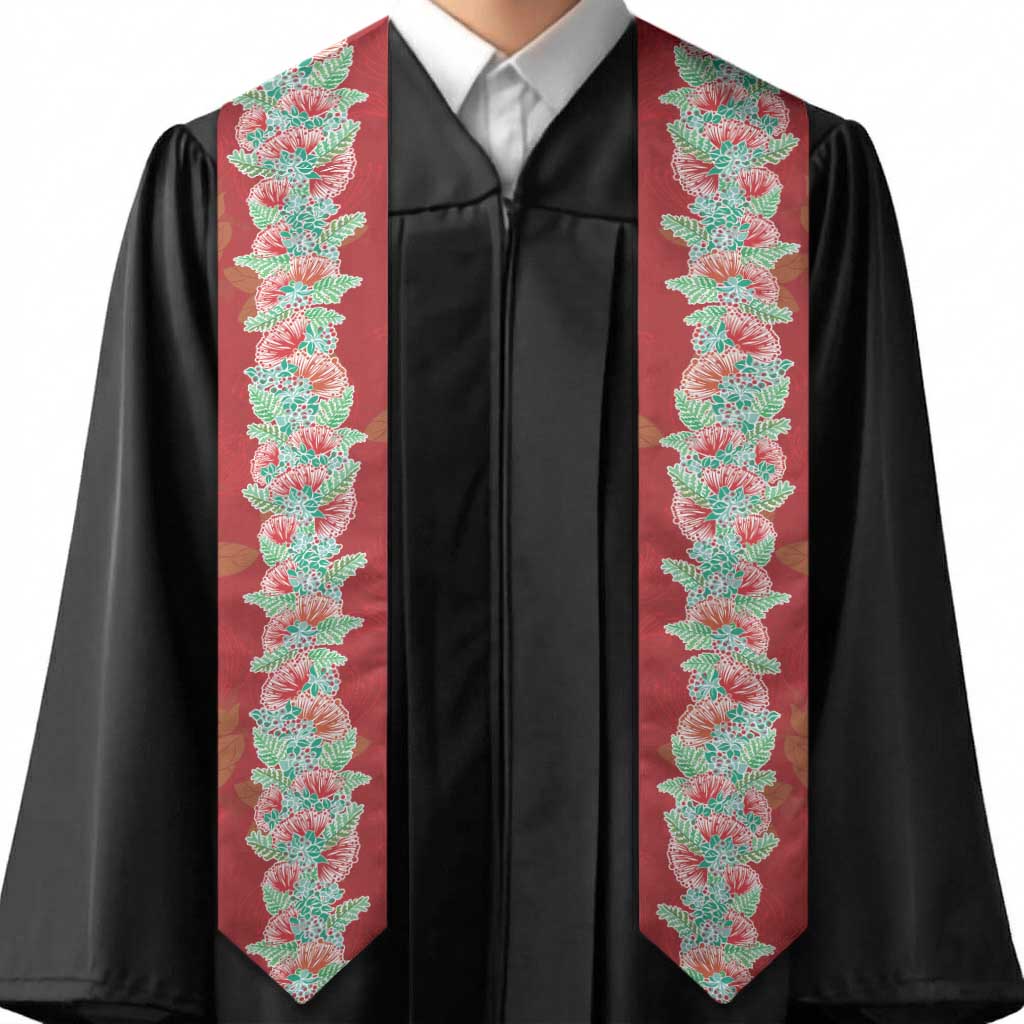 Hawaii Ohia Lehua Graduation Stole Tropical Vibes Crimson LT05 - Polynesian Pride