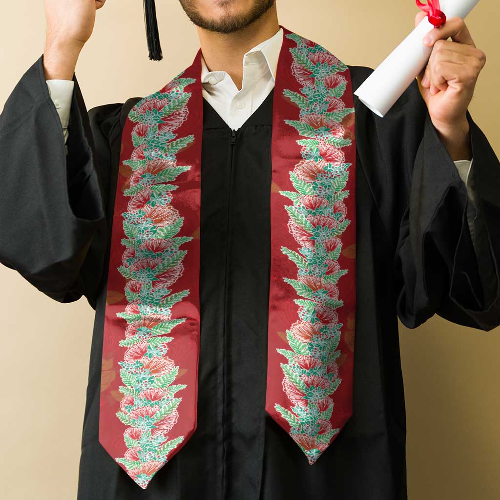Hawaii Ohia Lehua Graduation Stole Tropical Vibes Crimson LT05 - Polynesian Pride