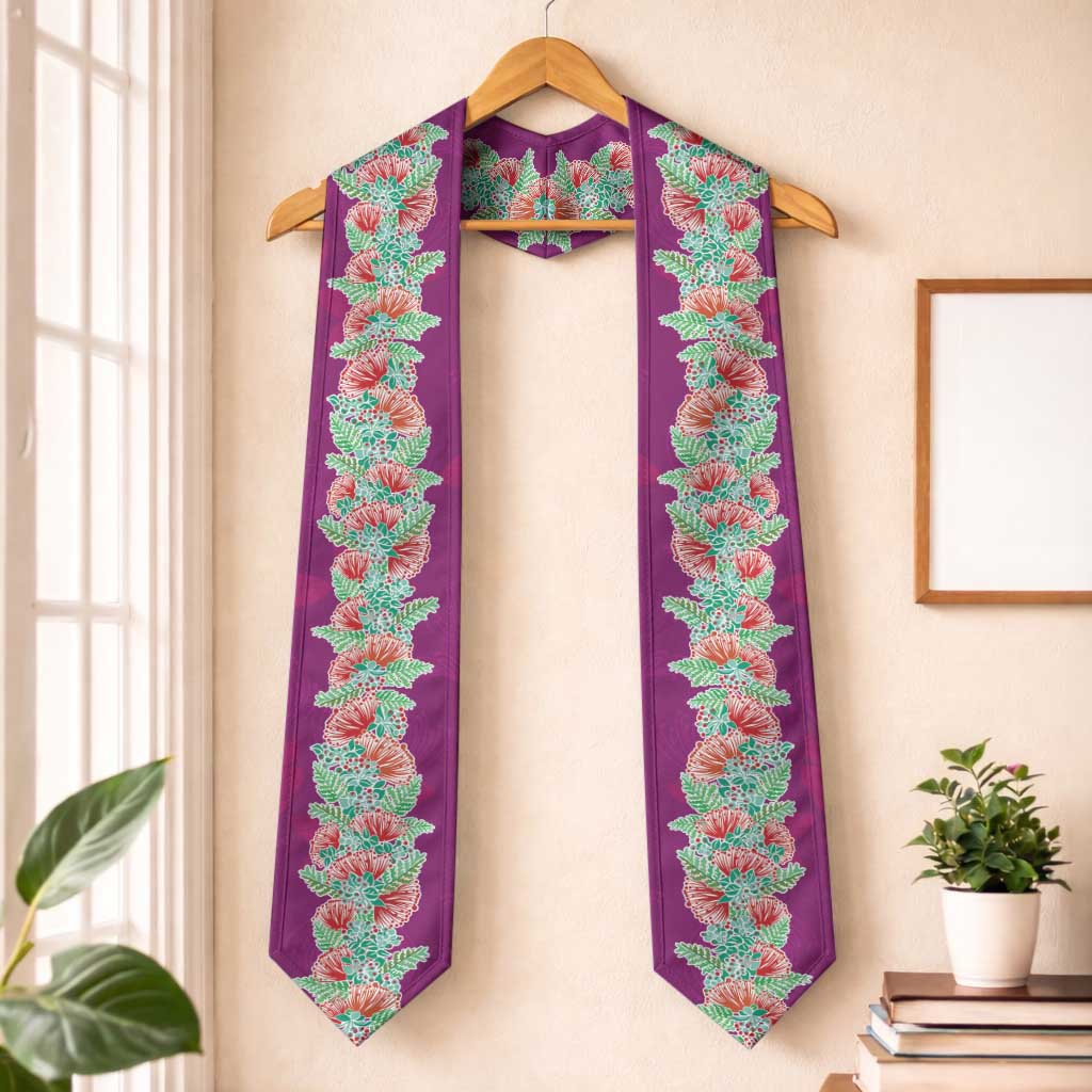 Hawaii Ohia Lehua Graduation Stole Tropical Vibes Fuchsia LT05 One Size Fuchsia - Polynesian Pride