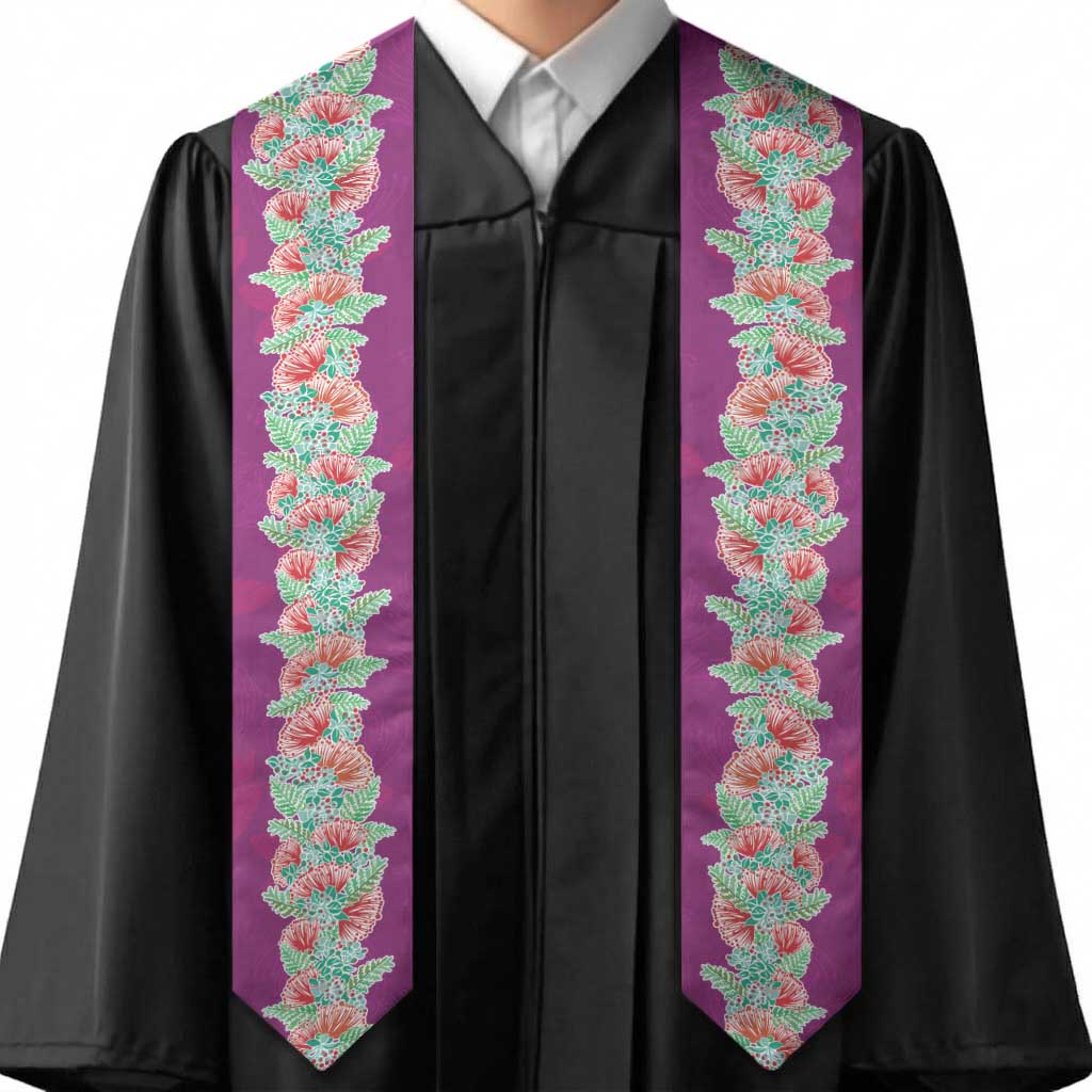 Hawaii Ohia Lehua Graduation Stole Tropical Vibes Fuchsia LT05 - Polynesian Pride
