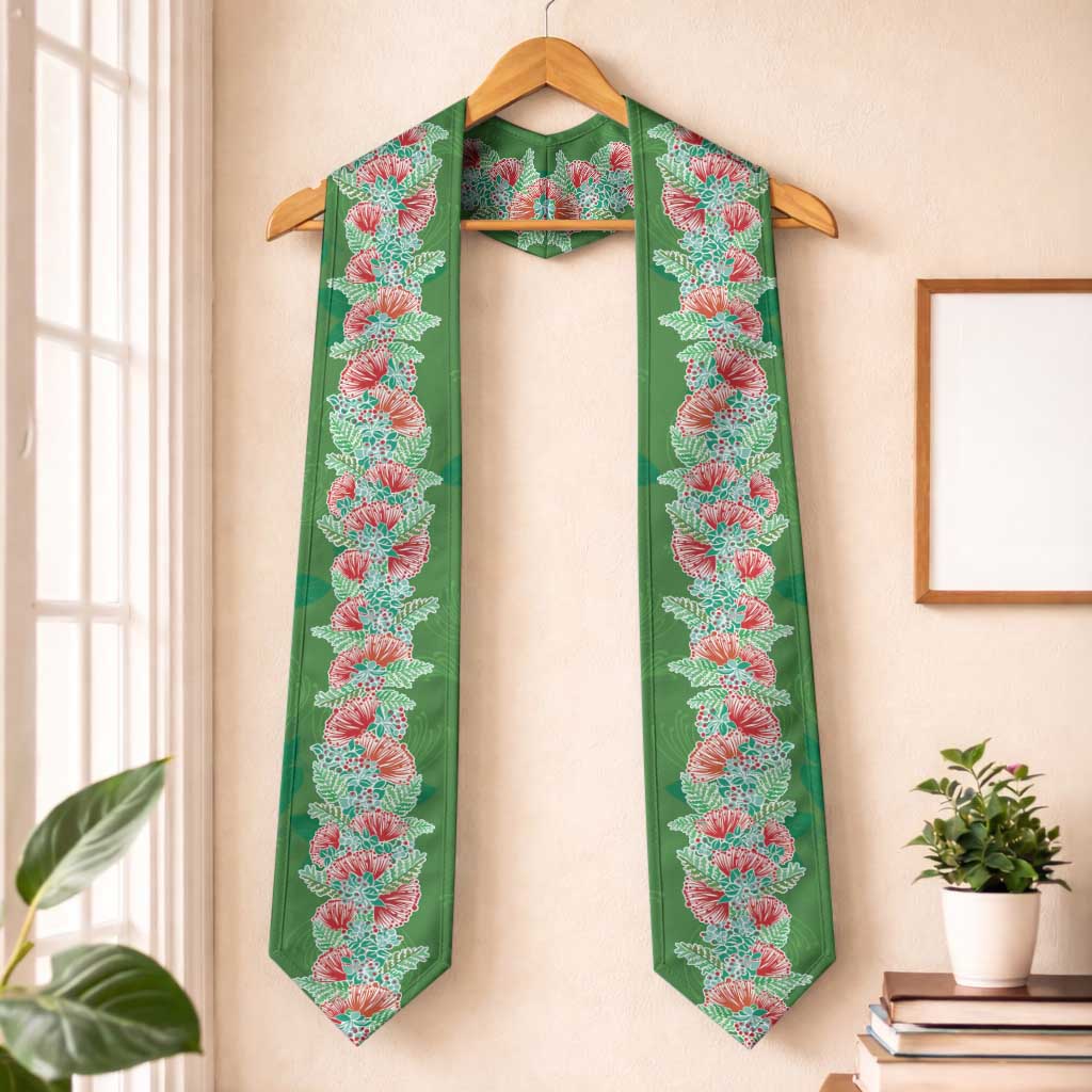 Hawaii Ohia Lehua Graduation Stole Tropical Vibes Green LT05 One Size Green - Polynesian Pride