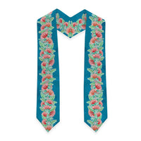 Hawaii Ohia Lehua Graduation Stole Tropical Vibes Teal LT05 - Polynesian Pride
