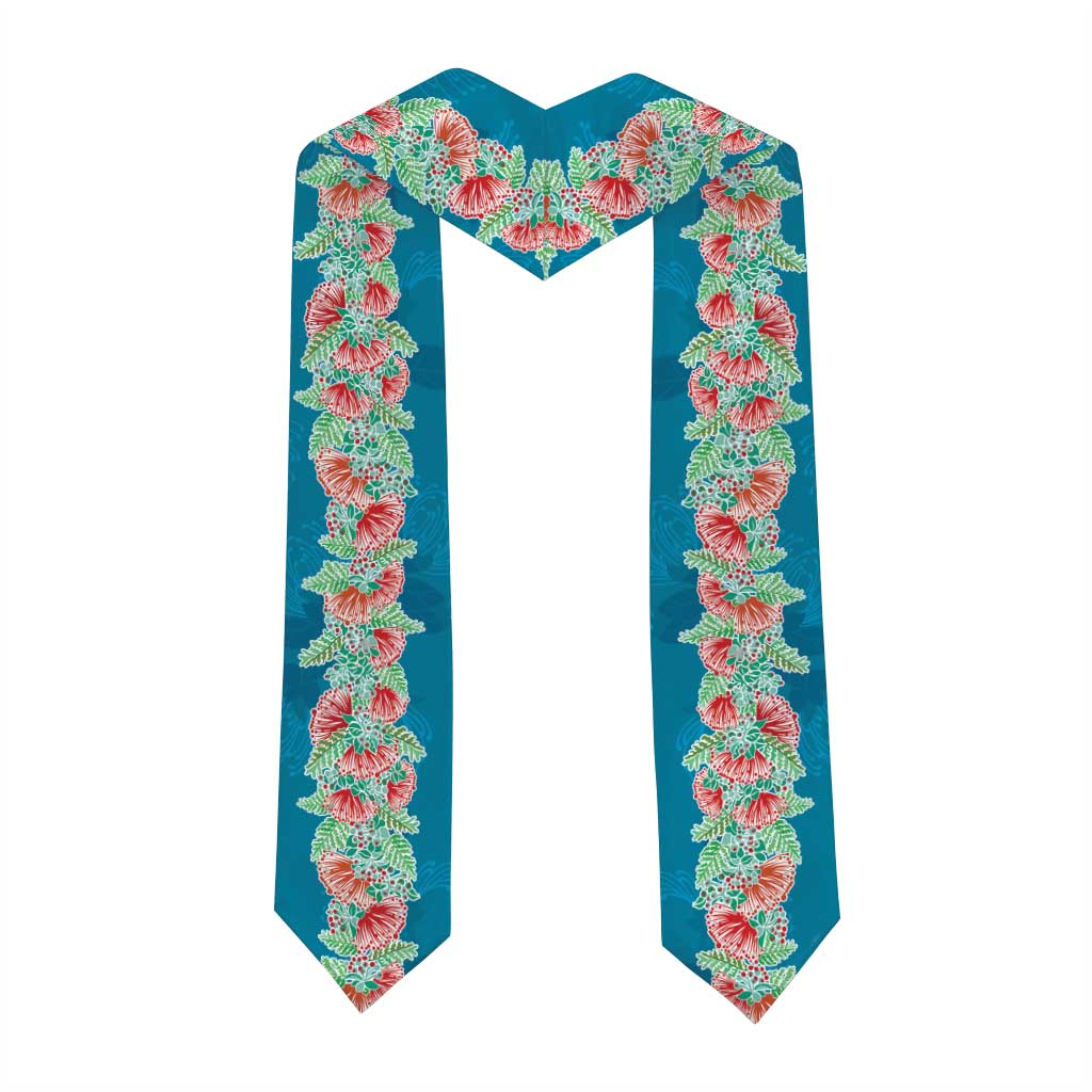 Hawaii Ohia Lehua Graduation Stole Tropical Vibes Teal LT05 - Polynesian Pride