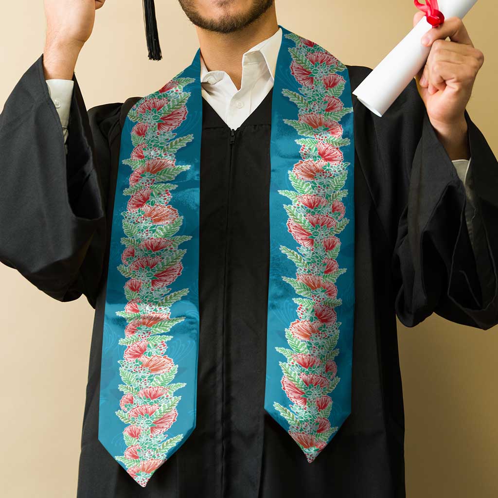 Hawaii Ohia Lehua Graduation Stole Tropical Vibes Teal LT05 - Polynesian Pride