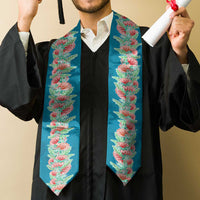 Hawaii Ohia Lehua Graduation Stole Tropical Vibes Teal LT05 - Polynesian Pride