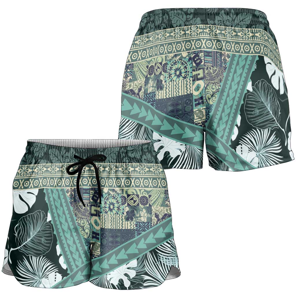 Hawaii Plant Kalo Shorts for Women Hawaiian Tapa Pattern LT05 - Polynesian Pride