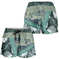Hawaii Plant Kalo Shorts for Women Hawaiian Tapa Pattern LT05 - Polynesian Pride