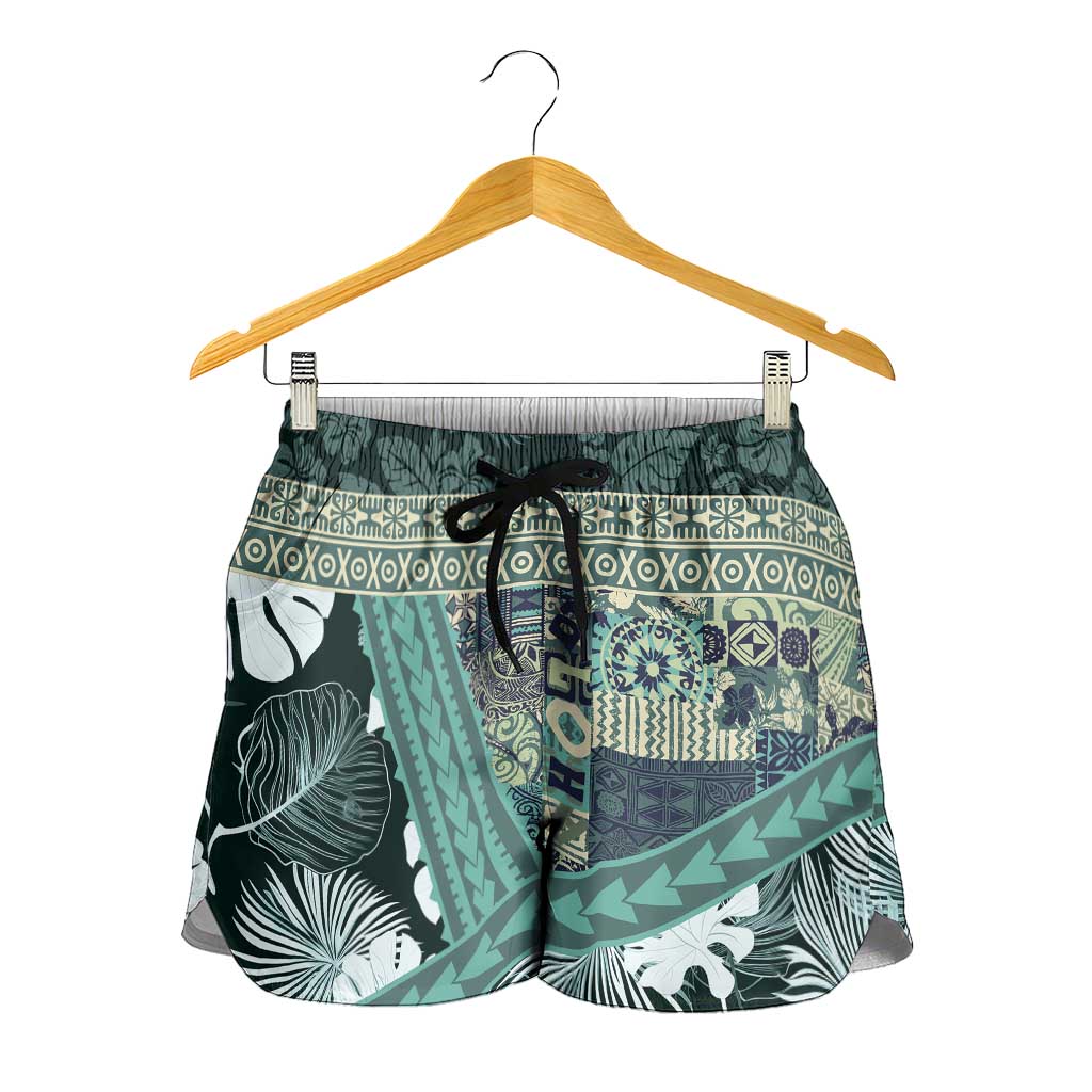 Hawaii Plant Kalo Shorts for Women Hawaiian Tapa Pattern LT05 - Polynesian Pride