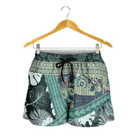 Hawaii Plant Kalo Shorts for Women Hawaiian Tapa Pattern LT05 - Polynesian Pride