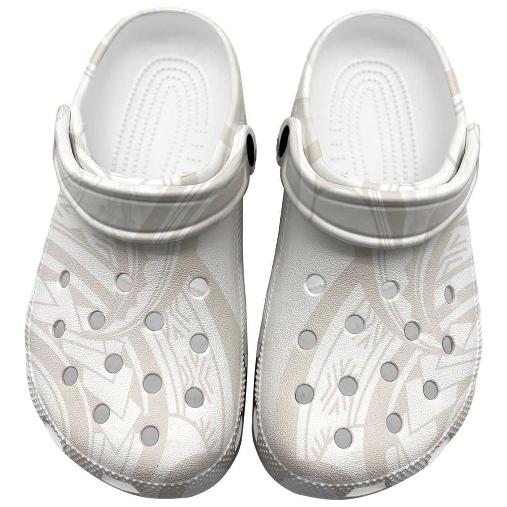 Hawaii Plumeria Lokelani Pikake Lei Clogs Shoes Sandy Beige Polynesian Tattoo LT9 Beige - Polynesian Pride