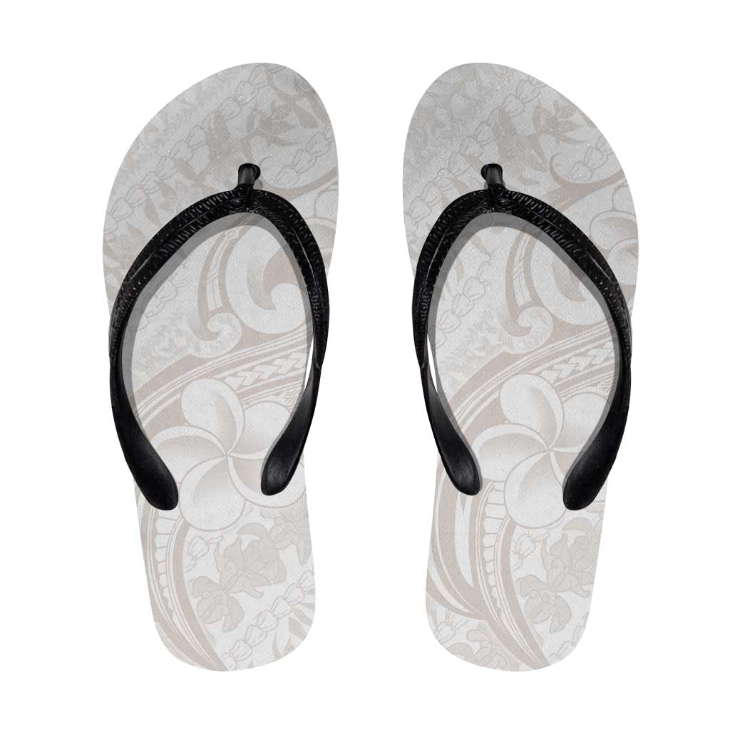 Hawaii Plumeria Lokelani Pikake Lei Flip Flops Sandy Beige Polynesian Tattoo LT9 Beige - Polynesian Pride