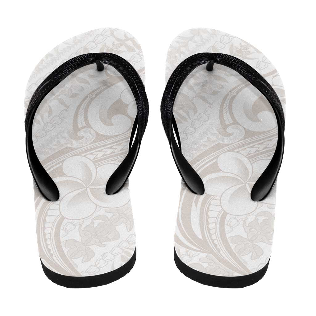 Hawaii Plumeria Lokelani Pikake Lei Flip Flops Sandy Beige Polynesian Tattoo LT9 - Polynesian Pride
