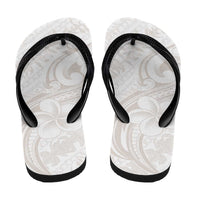 Hawaii Plumeria Lokelani Pikake Lei Flip Flops Sandy Beige Polynesian Tattoo LT9 - Polynesian Pride