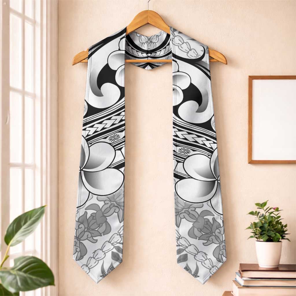 Hawaii Plumeria Lokelani Pikake Lei Graduation Stole Ele'ele Polynesian Tattoo LT9 One Size Black - Polynesian Pride
