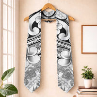 Hawaii Plumeria Lokelani Pikake Lei Graduation Stole Ele'ele Polynesian Tattoo LT9 One Size Black - Polynesian Pride