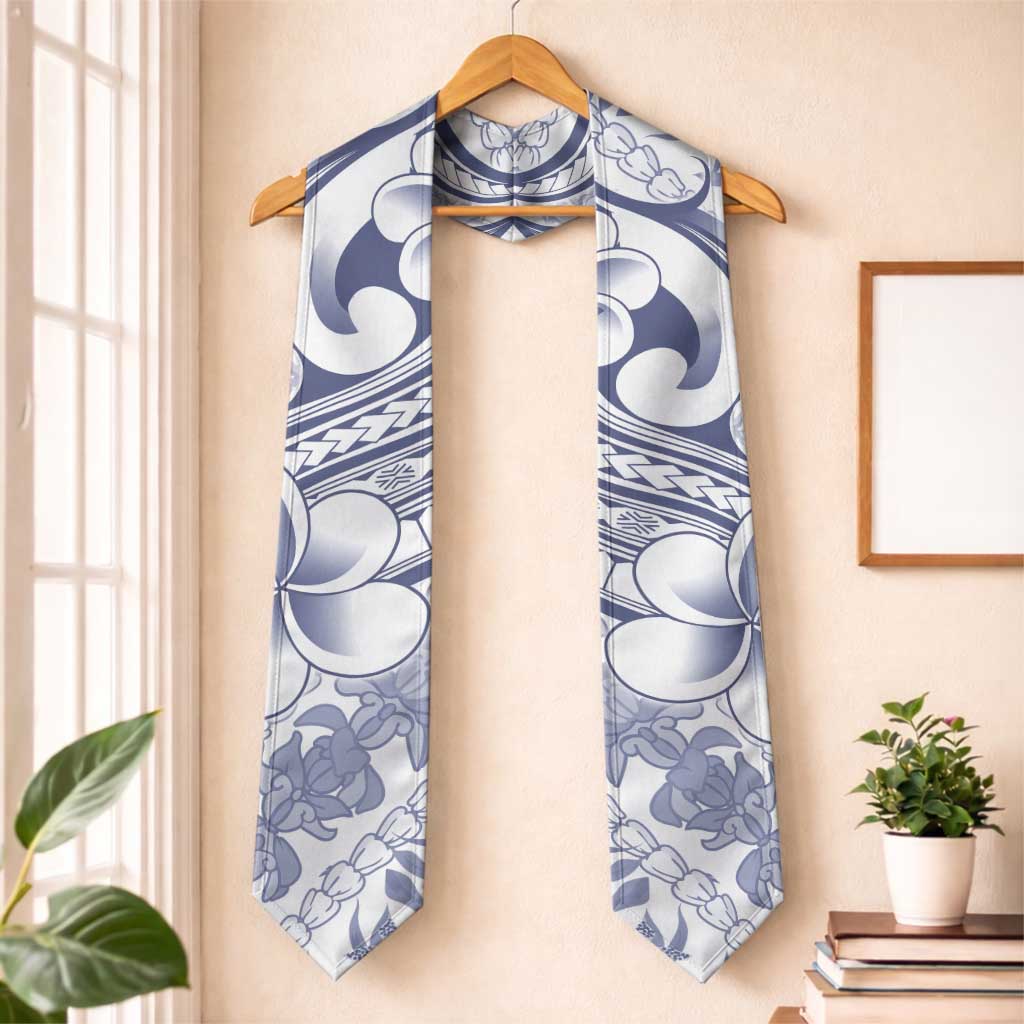 Hawaii Plumeria Lokelani Pikake Lei Graduation Stole Navy Blue Polynesian Tattoo LT9 One Size Navy Blue - Polynesian Pride