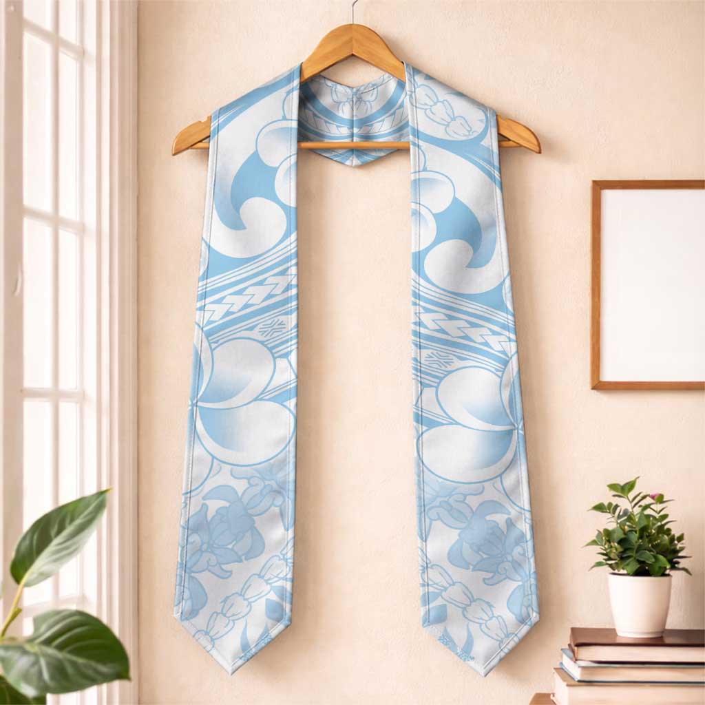 Hawaii Plumeria Lokelani Pikake Lei Graduation Stole Uliuli Polynesian Tattoo LT9 One Size Blue - Polynesian Pride