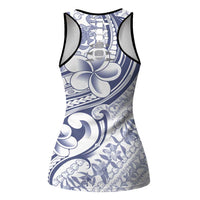 Hawaii Plumeria Lokelani Pikake Lei Hollow Tank Top Navy Blue Polynesian Tattoo LT9 - Polynesian Pride