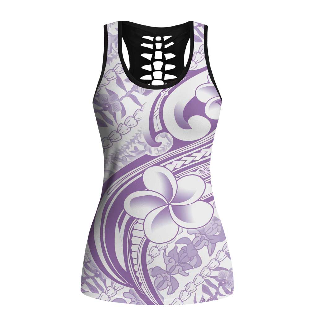 Hawaii Plumeria Lokelani Pikake Lei Hollow Tank Top Poni Polynesian Tattoo LT9 Female Purple - Polynesian Pride