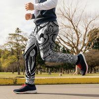 Hawaii Plumeria Lokelani Pikake Lei Jogger Pants Ele'ele Polynesian Tattoo