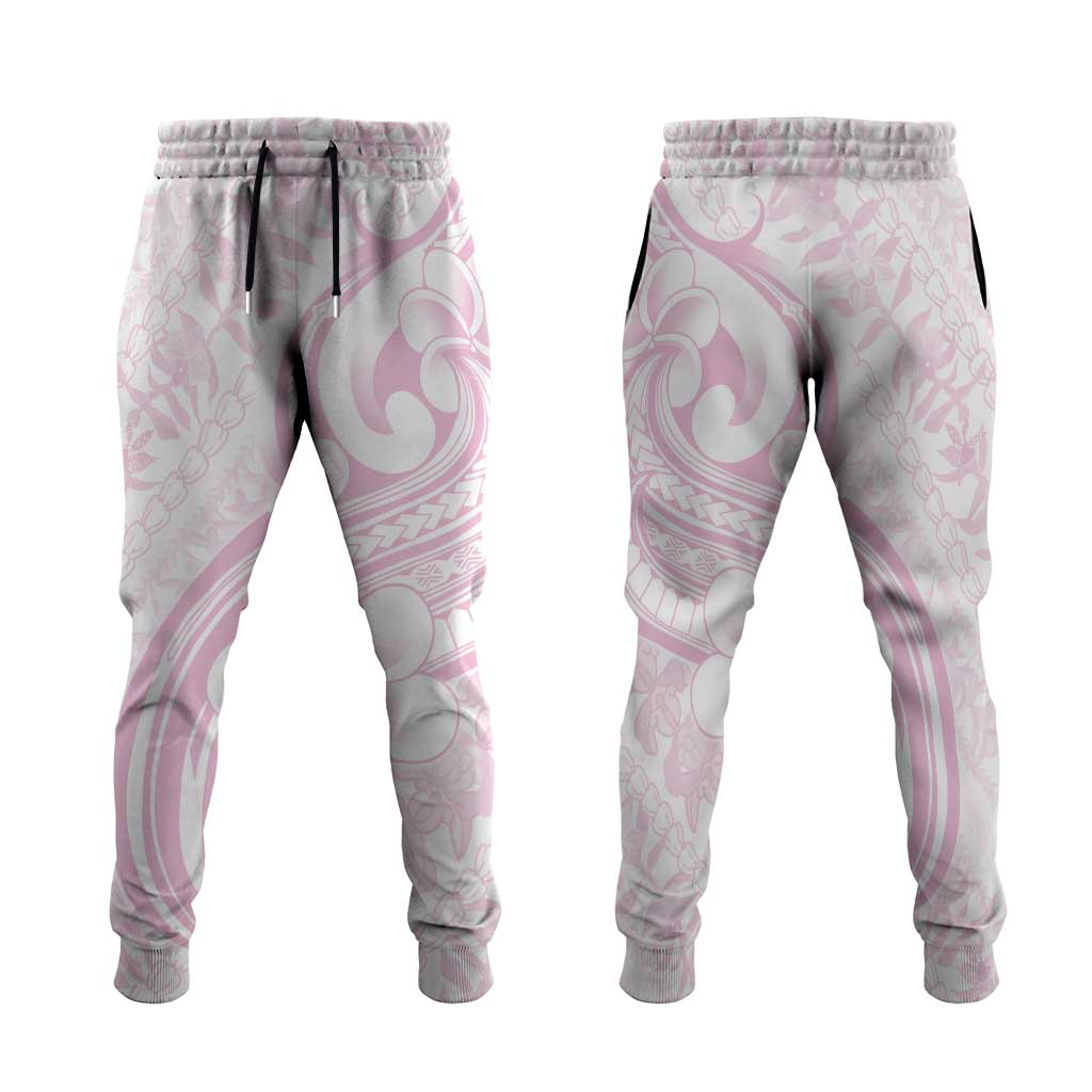 Hawaii Plumeria Lokelani Pikake Lei Jogger Pants Poni Mama Polynesian Tattoo LT9 Pink - Polynesian Pride