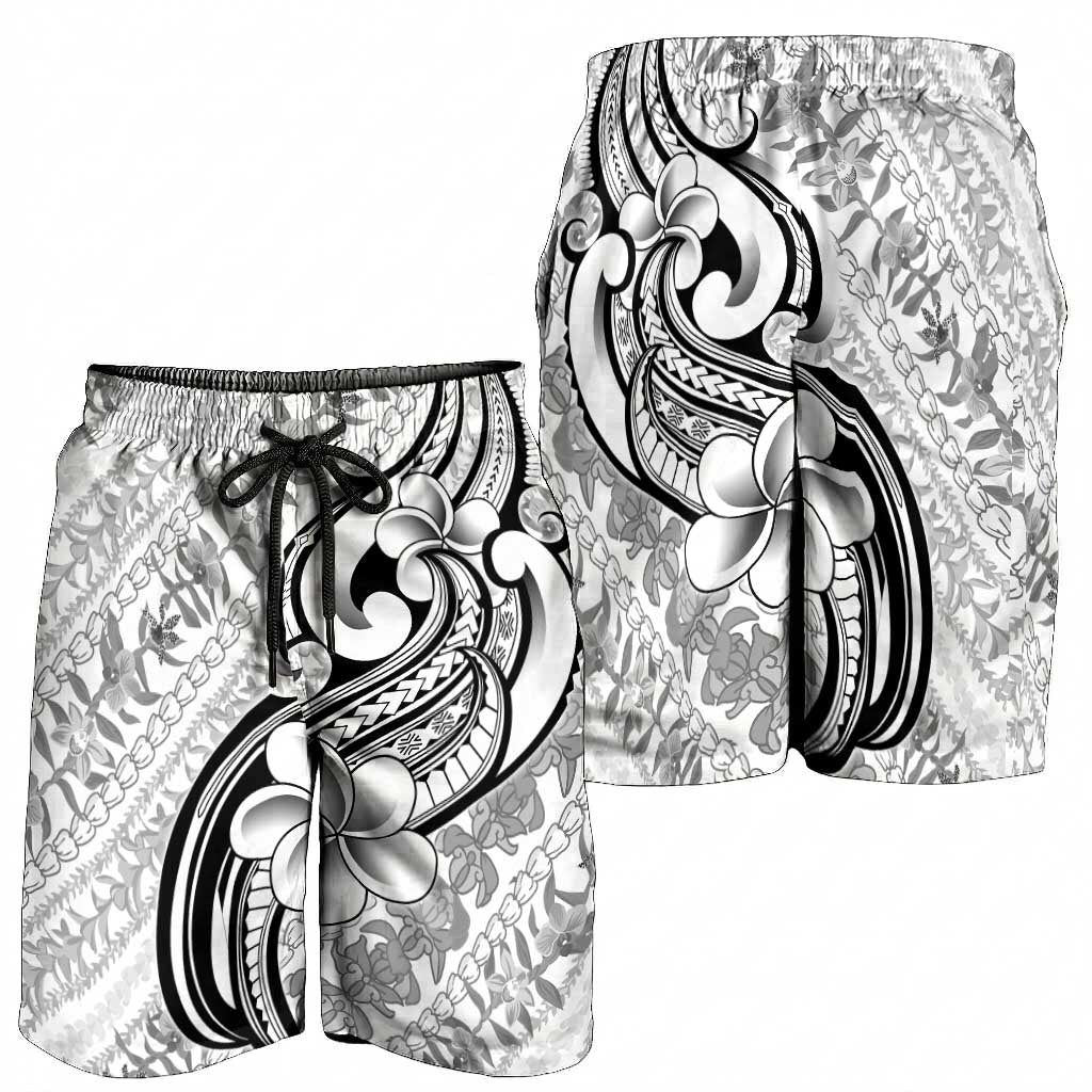 Hawaii Plumeria Lokelani Pikake Lei Shorts for Men Ele'ele Polynesian Tattoo LT9 - Polynesian Pride