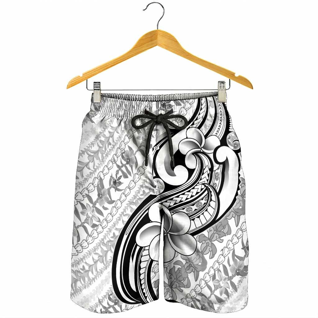 Hawaii Plumeria Lokelani Pikake Lei Shorts for Men Ele'ele Polynesian Tattoo LT9 - Polynesian Pride