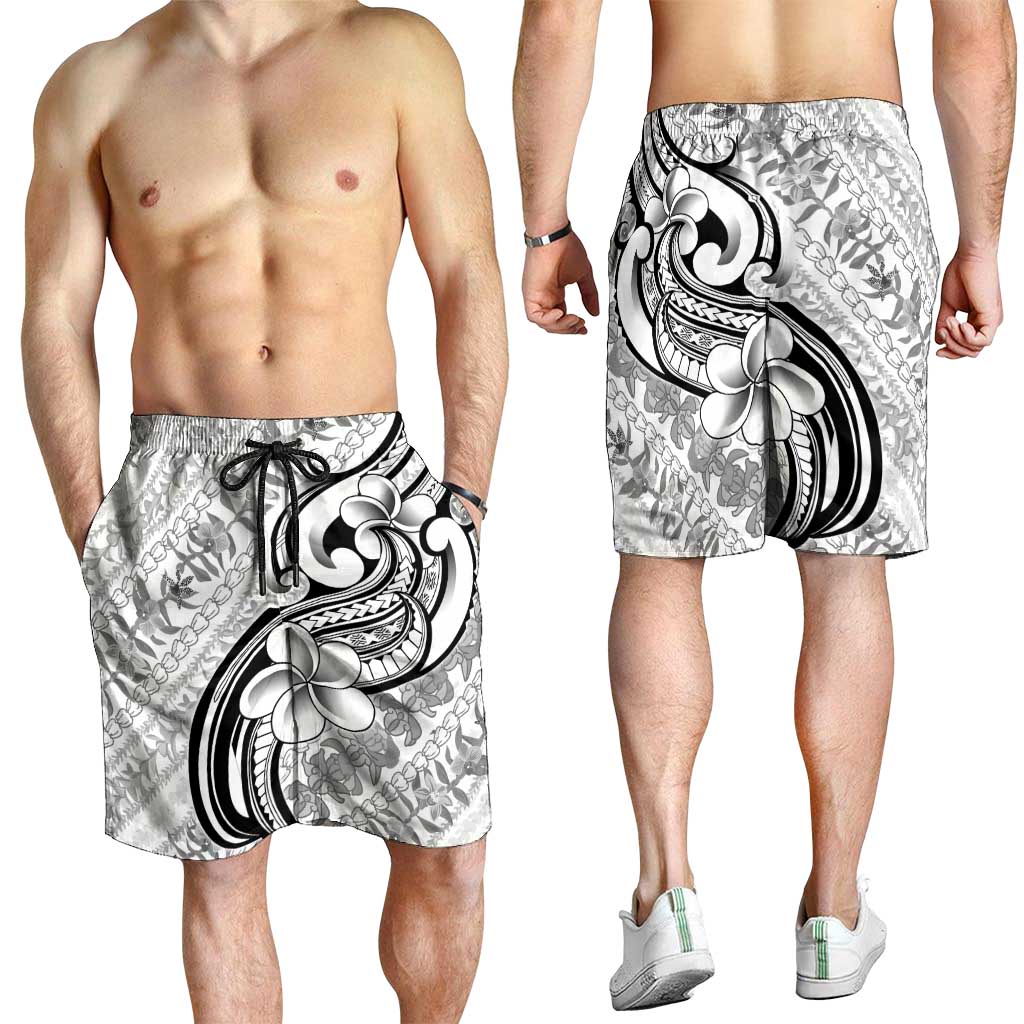 Hawaii Plumeria Lokelani Pikake Lei Shorts for Men Ele'ele Polynesian Tattoo LT9 - Polynesian Pride