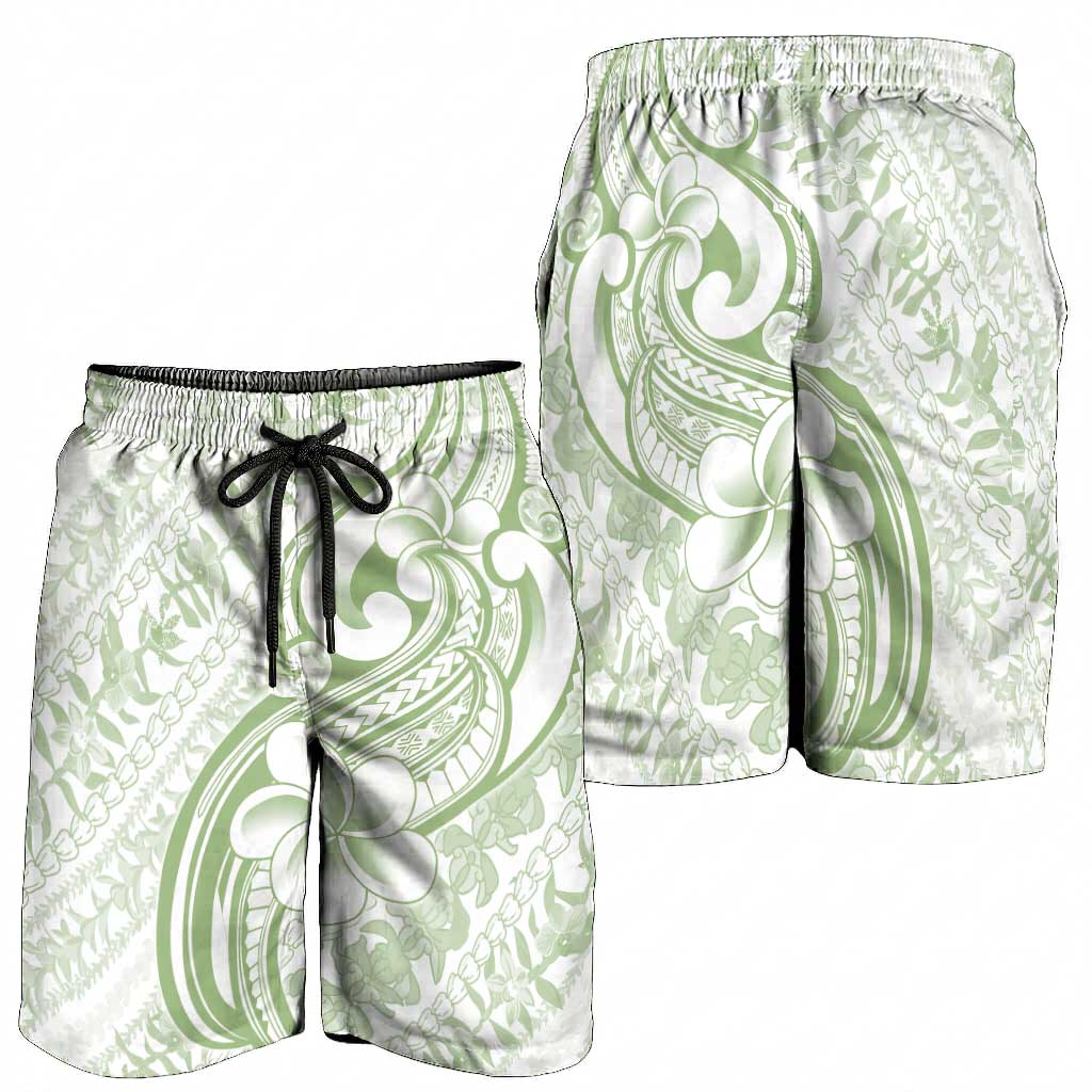 Hawaii Plumeria Lokelani Pikake Lei Shorts for Men Oma'oma'o Polynesian Tattoo LT9 - Polynesian Pride