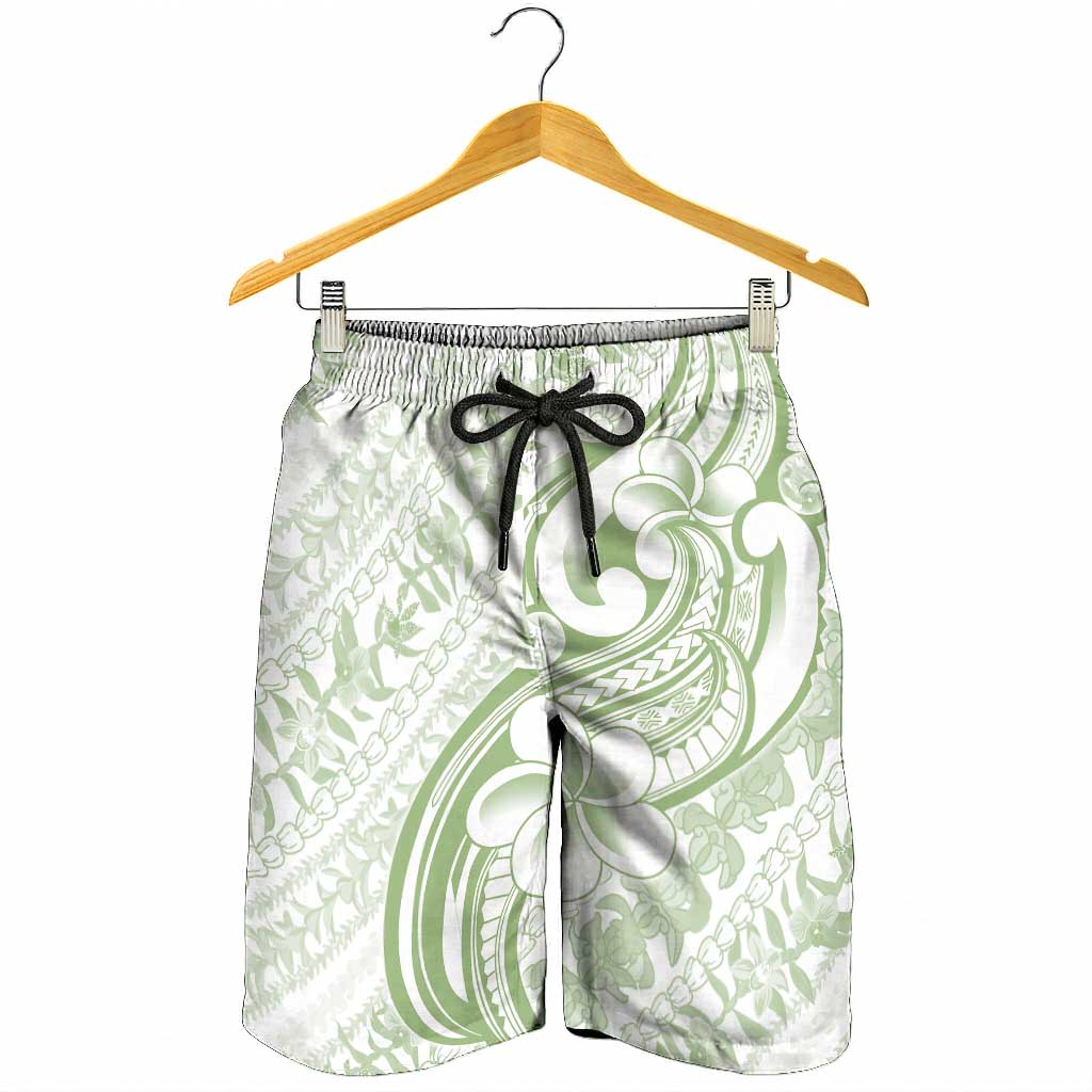 Hawaii Plumeria Lokelani Pikake Lei Shorts for Men Oma'oma'o Polynesian Tattoo LT9 - Polynesian Pride
