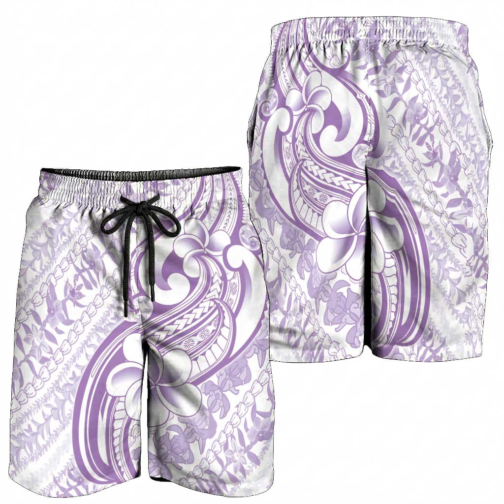 Hawaii Plumeria Lokelani Pikake Lei Shorts for Men Poni Polynesian Tattoo LT9 - Polynesian Pride