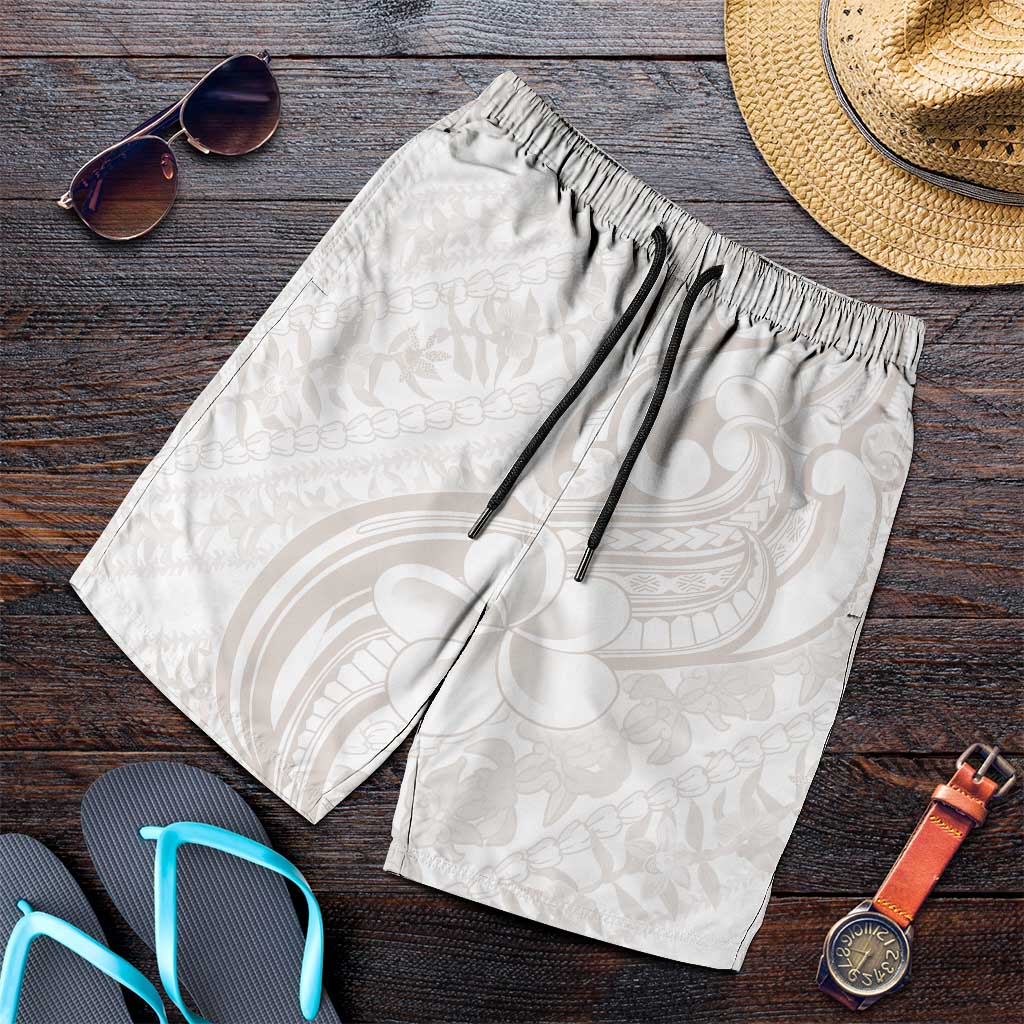 Hawaii Plumeria Lokelani Pikake Lei Shorts for Men Sandy Beige Polynesian Tattoo LT9 Beige - Polynesian Pride