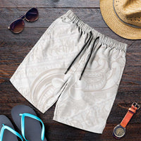 Hawaii Plumeria Lokelani Pikake Lei Shorts for Men Sandy Beige Polynesian Tattoo LT9 Beige - Polynesian Pride