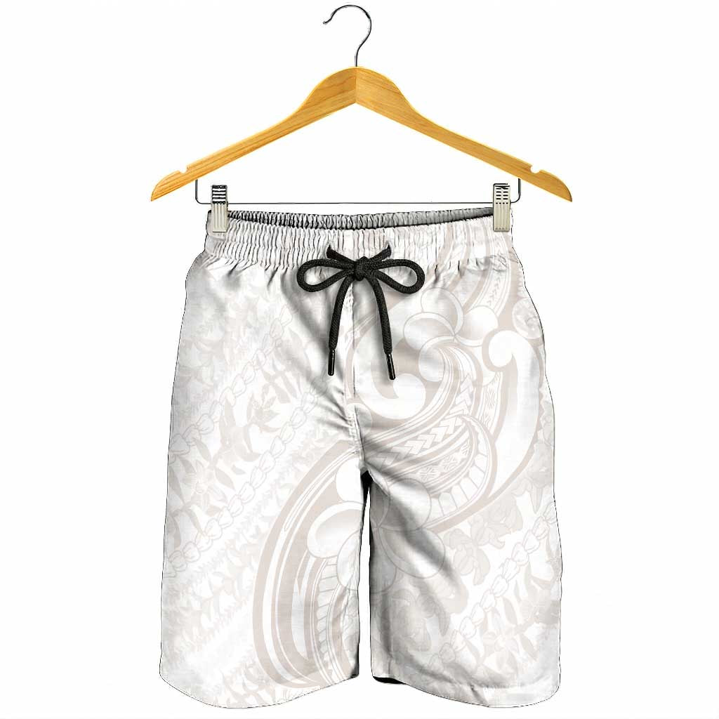 Hawaii Plumeria Lokelani Pikake Lei Shorts for Men Sandy Beige Polynesian Tattoo LT9 - Polynesian Pride