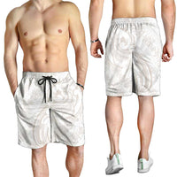 Hawaii Plumeria Lokelani Pikake Lei Shorts for Men Sandy Beige Polynesian Tattoo LT9 - Polynesian Pride