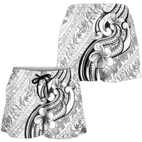 Hawaii Plumeria Lokelani Pikake Lei Shorts for Women Ele'ele Polynesian Tattoo LT9 - Polynesian Pride