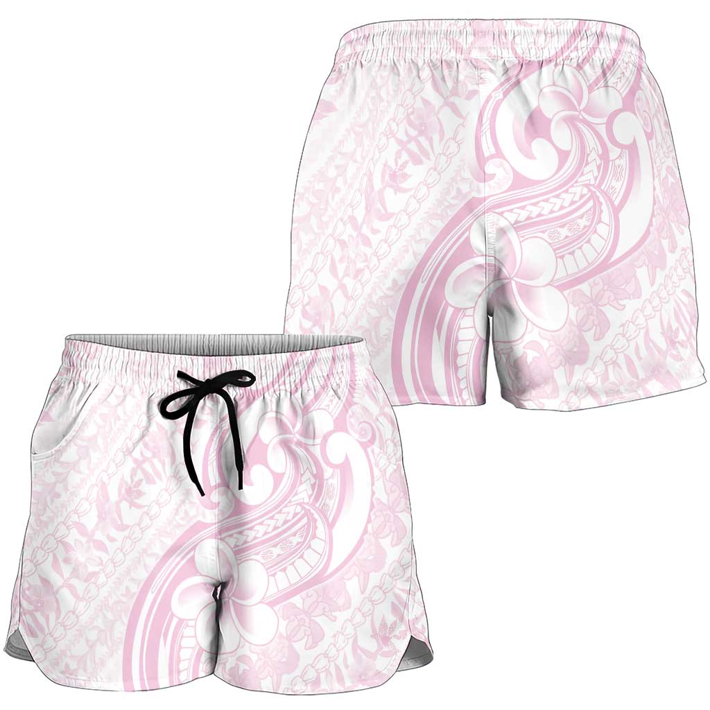 Hawaii Plumeria Lokelani Pikake Lei Shorts for Women Poni Mama Polynesian Tattoo