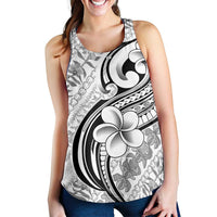 Hawaii Plumeria Lokelani Pikake Lei Women Racerback Tank Ele'ele Polynesian Tattoo LT9 - Polynesian Pride