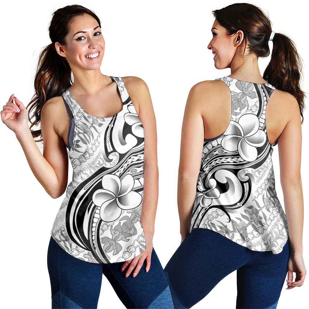 Hawaii Plumeria Lokelani Pikake Lei Women Racerback Tank Ele'ele Polynesian Tattoo LT9 - Polynesian Pride