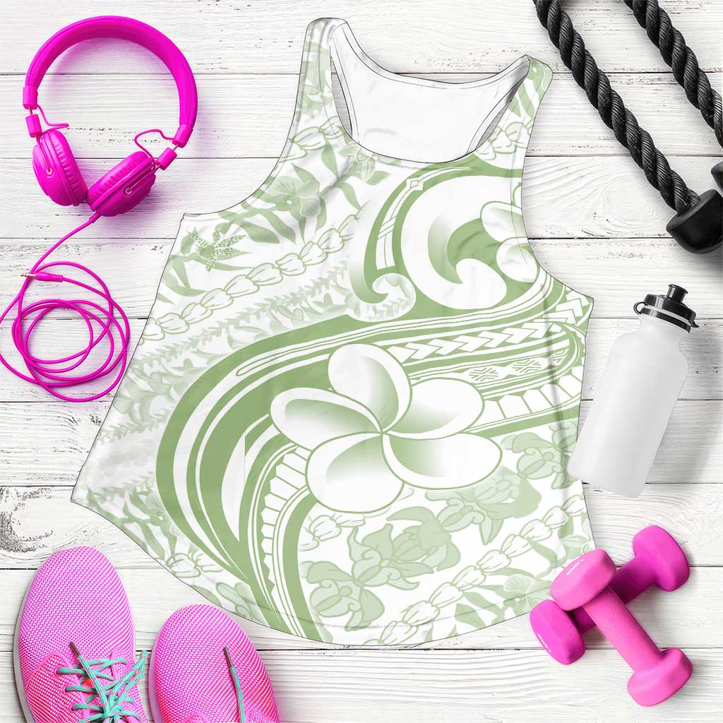Hawaii Plumeria Lokelani Pikake Lei Women Racerback Tank Oma'oma'o Polynesian Tattoo
