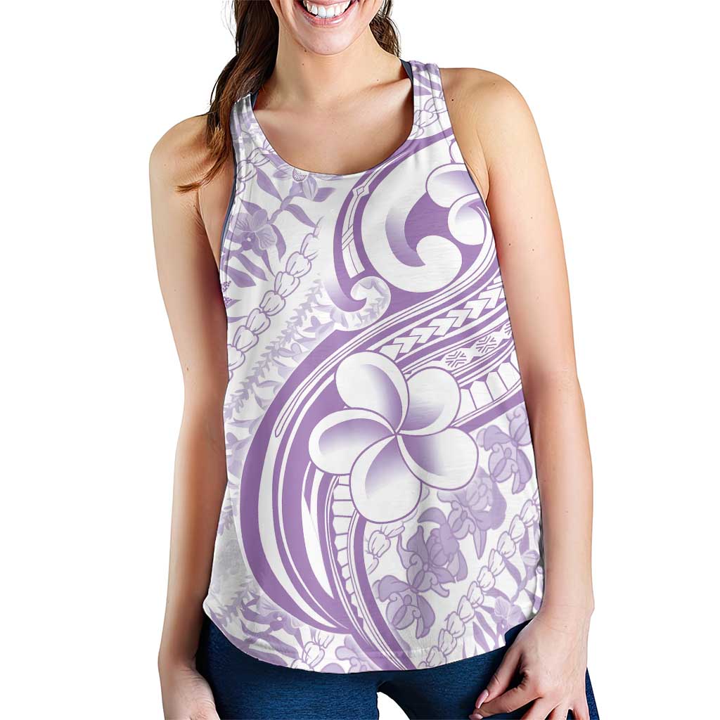 Hawaii Plumeria Lokelani Pikake Lei Women Racerback Tank Poni Polynesian Tattoo