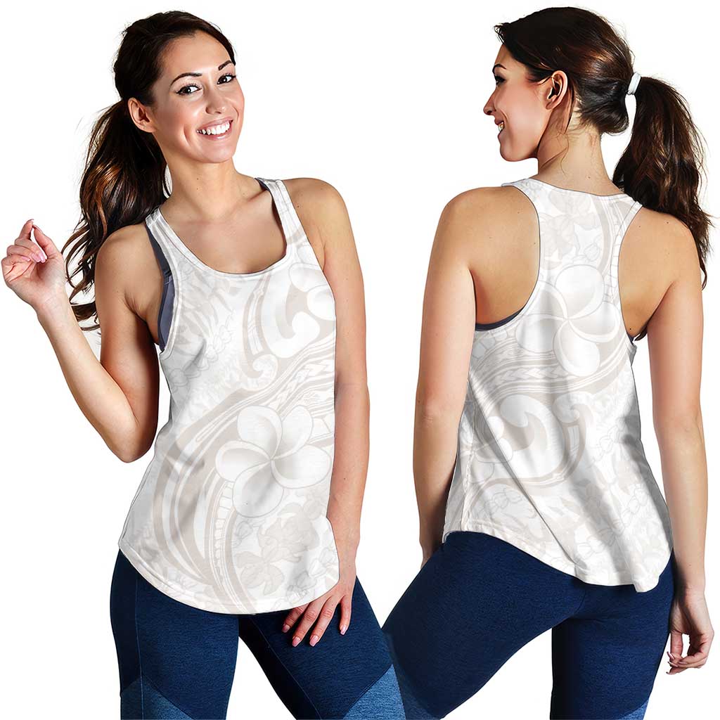 Hawaii Plumeria Lokelani Pikake Lei Women Racerback Tank Sandy Beige Polynesian Tattoo