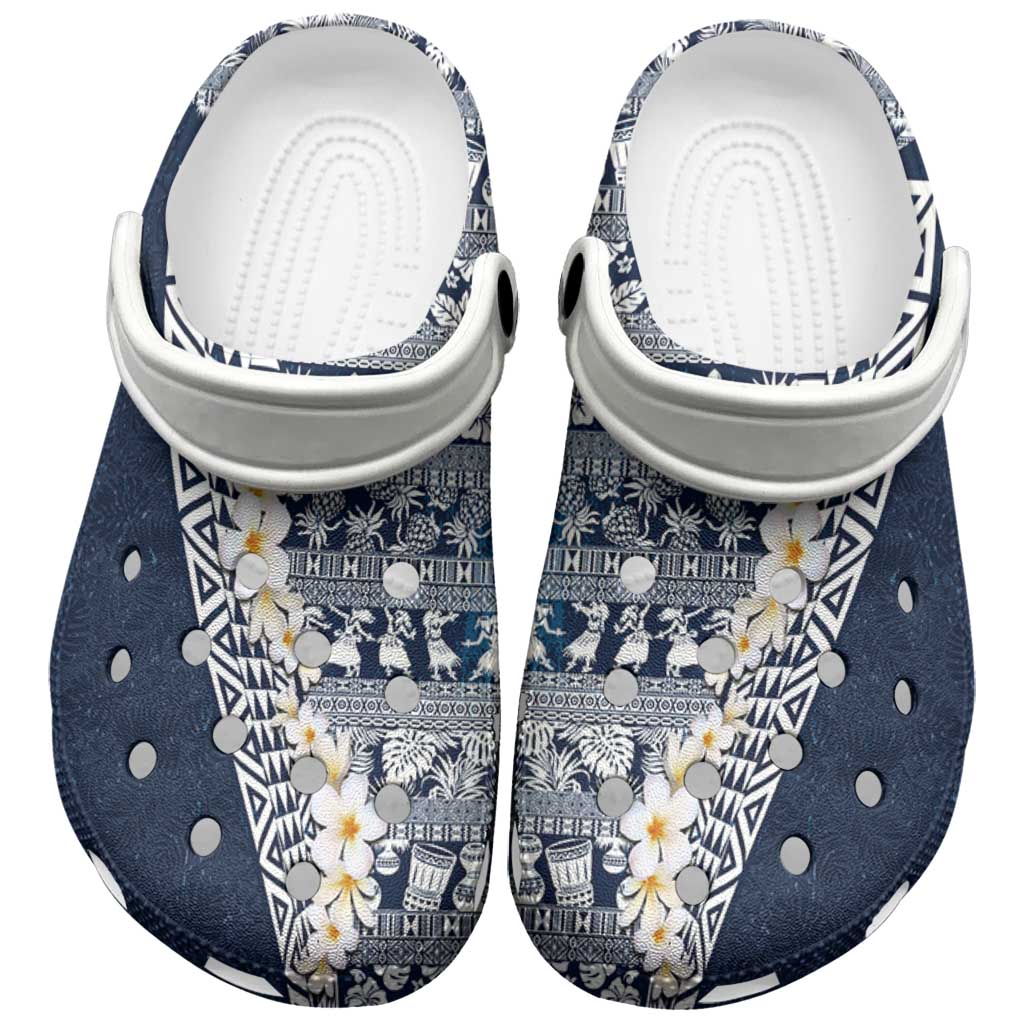 Hawaii Plumeria Tribal Vintage Clogs Shoes Special Blue LT03 Blue - Polynesian Pride