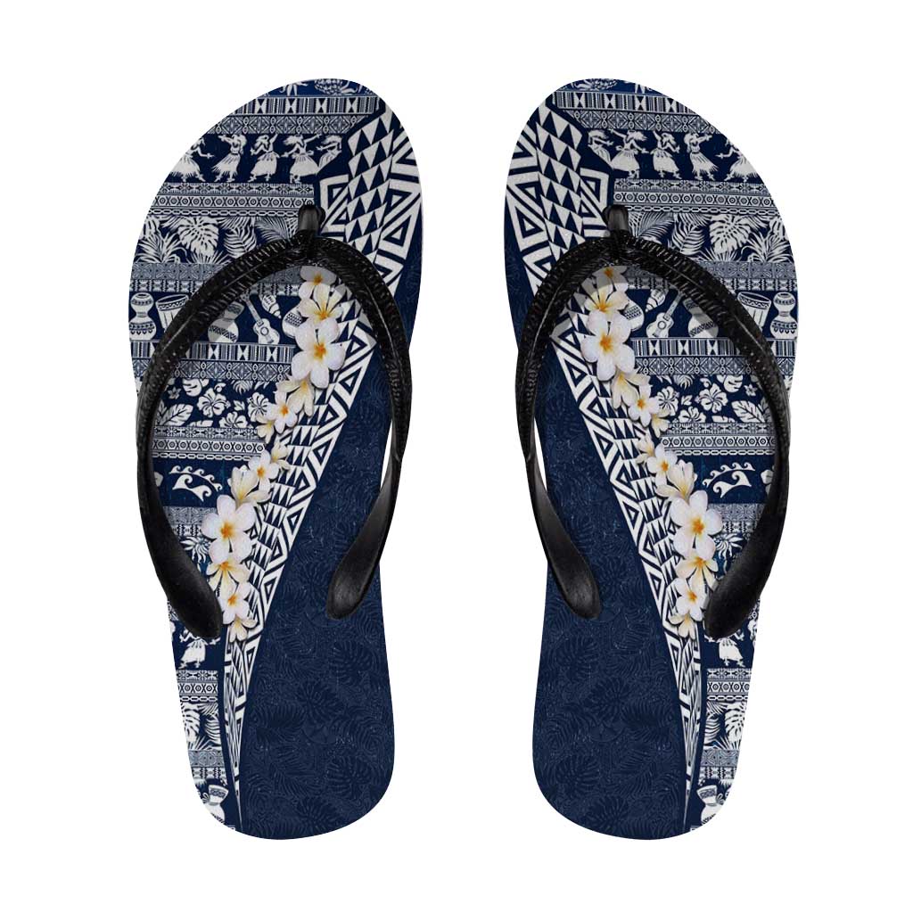 Hawaii Plumeria Tribal Vintage Flip Flops Special Blue LT03 Blue - Polynesian Pride
