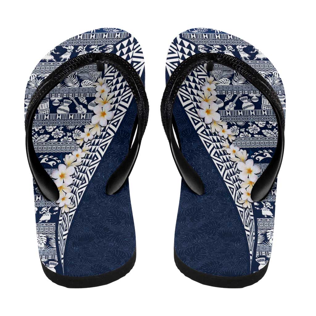 Hawaii Plumeria Tribal Vintage Flip Flops Special Blue LT03 - Polynesian Pride